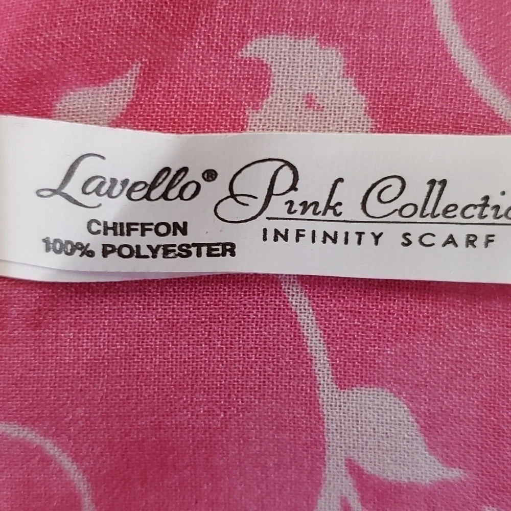 Infinity scarg, pink with white print. Chiffon‎ cotton. LAVELLO.